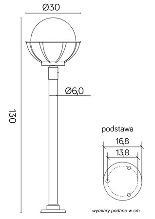 Su-Ma Vonkajšia stojaca guľová záhradná lampa s košom 250 K 5002/1/KPO 250 E27 130cm Su-Ma