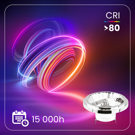 10x LED žiarovka AR111 G53 15W = 100W 1521lm 3000K 12V, teplá biela 24° Silver LUMILED