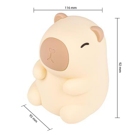 Detské LED dekoratívne nočné svetlo Capybara 2,5W 18lm 3000K teplá biela RGB 360° Brown Masterled