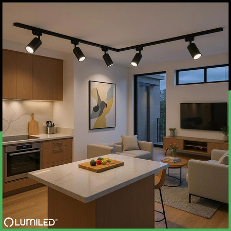 Rohový konektor čierny pre jednofázové prípojnice LUMILED