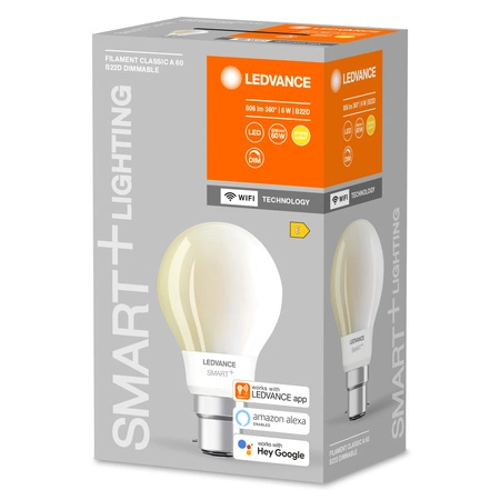 LED žiarovka B22 6W = 60W 806lm stmievateľná SMART+ WiFi Filament Classic Ledvance