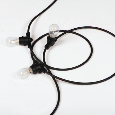 Záhradné osvetlenie Girland Vonkajšia osvetľovacia reťaz 10x E27 IP44 11m čierna GRL Kanlux