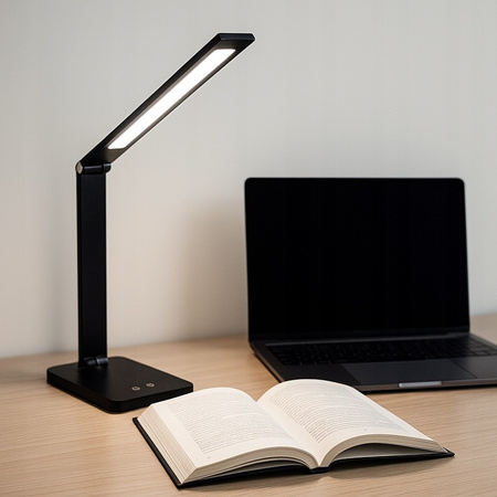 Stolová nastaviteľná stolová lampa LED 7W 420lm 2700/4000/4500/5000/6000K CCT Nabíjateľné školské nočné svetlo USB Stmievateľné vypínač čierny Ingrid Masterled