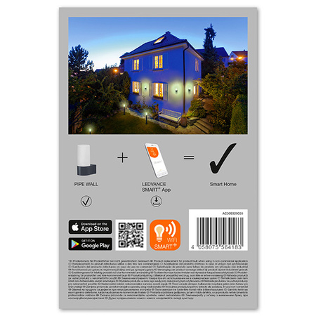 Inteligentné nástenné svietidlo LED 10W 380lm 3000K, teplá biela RGBW Dimmable Grey SMART+ WiFi Pipe Multicolor Ledvance