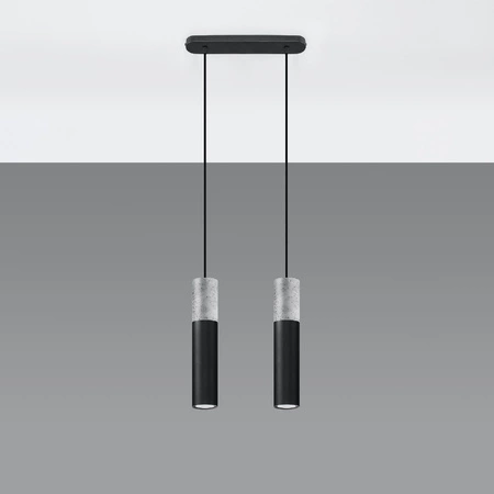 Stropné závesné svietidlo 2x GU10 Tubular Black Grey Modern Borigio Sollux