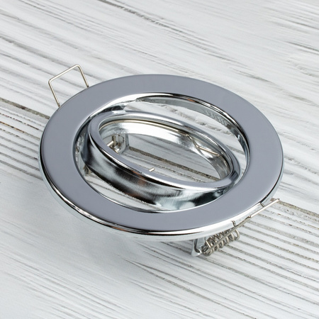 Svietidlo HALOGEN na zapustenú montáž Pohyblivý okrúhly chrómový plech GU10 MR16