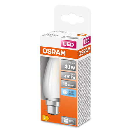 LED žiarovka B35 sviečka B22d 4W = 40W 470lm 4000K neutrálna biela 300° Retrofit Filament CLASSIC Osram
