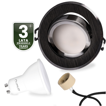 TRIX 3v1 GU10 6W 3000K Black LUMILED kruhové halogénové svietidlo na zapustenie