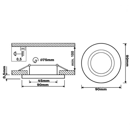 Sada halogénového svietidla VENTUS White Round + LED žiarovka GU10 1 5W neutrálna biela 120° Lumiled