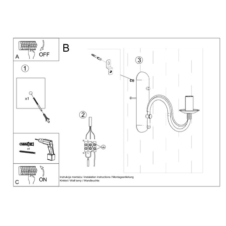 Nástenné svietidlo Nástenné svietidlo E14 Nepravidelná čierna Moderná Minerwa Sollux