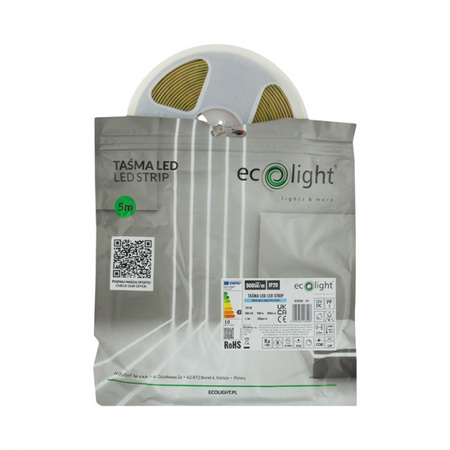 LED pásik COB 10W/m 900lm/m 320LED/m 12V 6500K studený IP20 Roll 5m Ecolight