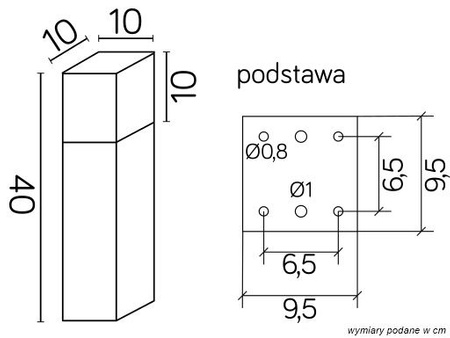 Vonkajšia stojaca kocka Max CB-MAX 400 BL E27 40cm Su-Ma záhradná lampa