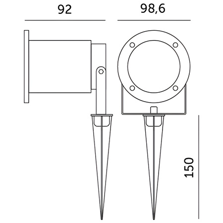 Vodotesné záhradné svietidlo LED GU10 IP65 čierne s 1 m káblom