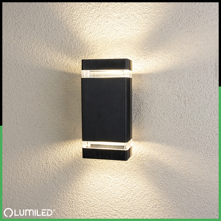 Záhradné nástenné svietidlo zhora nadol GU10 čierne hliníkové HEDERA LUMILED