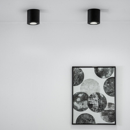 Stropné bodové svietidlo HALOGEN Tuba EGIO GU10 Round Black LUMILED na povrchovú montáž