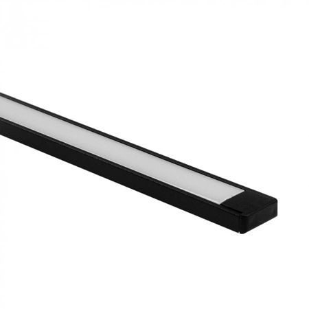 LED povrchový hliníkový profil čierny 1m s mliečnym tienidlom pre LED pásy + koncové krytky Ecolight série N