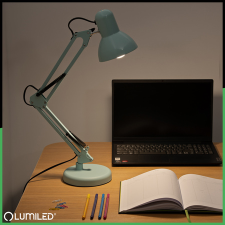 Stolová kresliaca lampa E27 TOBI Blue Lumiled + držiak na dosku