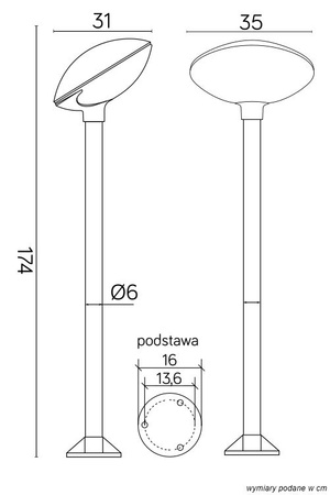 Záhradný vonkajší stojaci vankúš TAO 1 E27 175cm Su-Ma