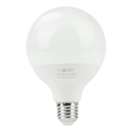 LED žiarovka Sphere G95 E27 20W 1800lm 3000K teplá biela Ecolight
