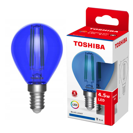 LED žiarovka E14 G45 4,5W Filament Blue TOSHIBA
