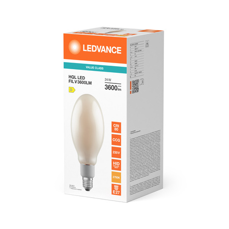 LED žiarovka E27 24W = 80W 3600lm 2700K teplá biela 360° Filament HQL Ledvance