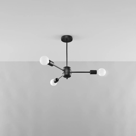 Stropné závesné svietidlo 3x E27 Luster nepravidelný čierny Moderné svietidlo Lango Sollux