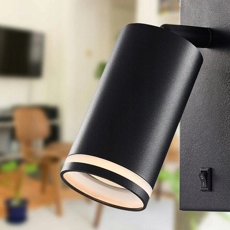 Nástenná povrchová lampa na čítanie GU10 Black Matte Ring Masterled