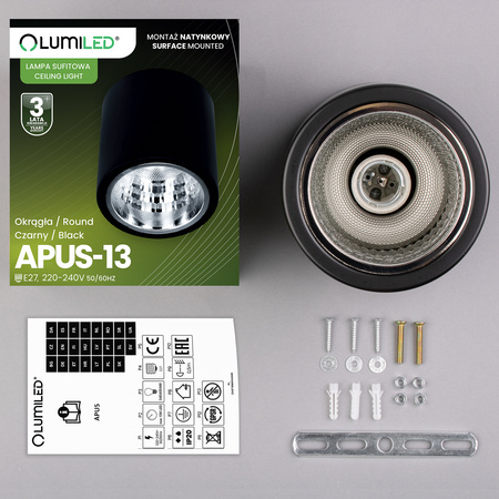 Stropné svietidlo APUS 13 Spot TUBA čierna E27