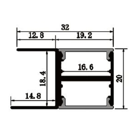 Hliníkový eloxovaný profil pre LED pásy KM48 Silver Povrch regálu 2m