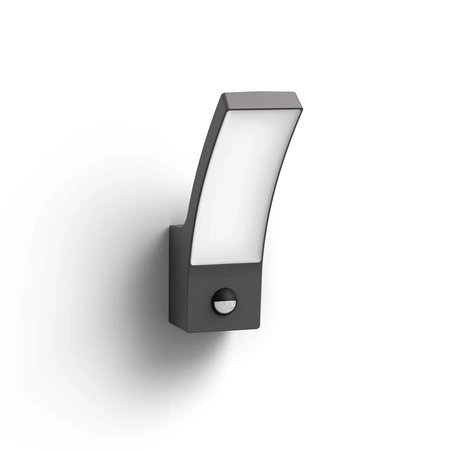 Záhradné nástenné svietidlo Vonkajšie fasádne svietidlo LED 12W 1100lm 2700K IP44pohybovým a súmrakovým senzorom Antracitová farba Splay Philips