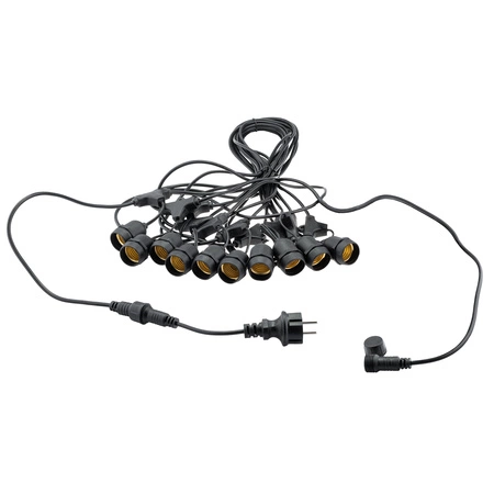 Záhradná vonkajšia svetelná reťaz Girland 10m 10x žiarovky E27 SMOKEY 6W 2200K MALUS Lumiled