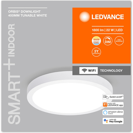 LED SPOT 22W 1800lm stmievateľný CCT okrúhly 40cm biely SMART+ WiFi Downlight Ledvance zapustené panelové svietidlo