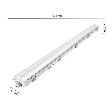 Ohňovzdorné svietidlo 120cm 2xT8 G13 IP65 + LED žiarivky 18W 6500K Cold Masterled