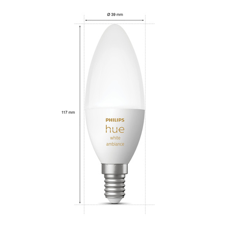 LED žiarovka E14 sviečka B39 5,2W = 40W 470lm 2200-6500K CCT SMART Smart Bluetooth ZigBee White Ambiance Philips HUE