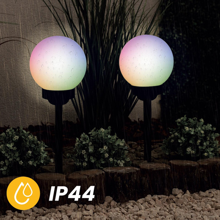 LED ATRIS Solárne záhradné svietidlo poháňané zemnou bielou guľou 15 cm RGB LUMILED