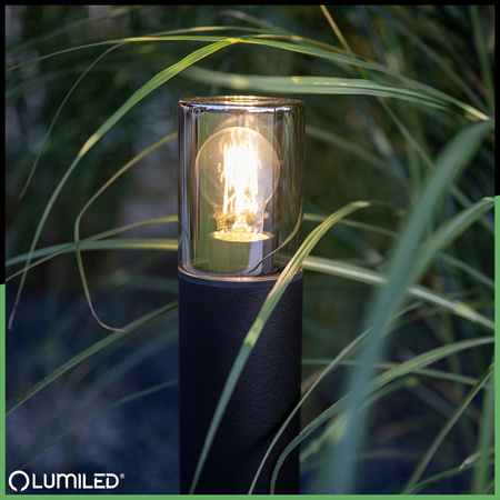 Vonkajšie stojace stĺpy Záhradné svietidlo pre žiarovku E27 Čierne sklo IP54 80 cm SALVIA LUMILED
