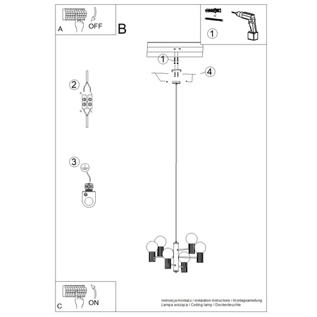 Luster Závesné svietidlo 6x G9 Hliníkové biele Halo Francúzske nebo SL.1829 Sollux
