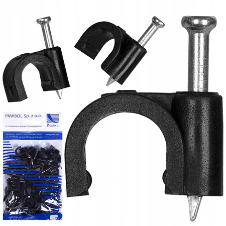 Káblový úchyt FLOP KLIP 8 mm čierny 100 ks PAWBOL
