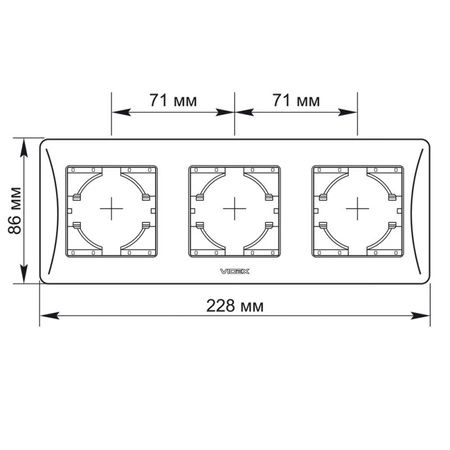 Horizontálny rám zásuvky Trojitá povrchová montáž biela BINERA VIDEX