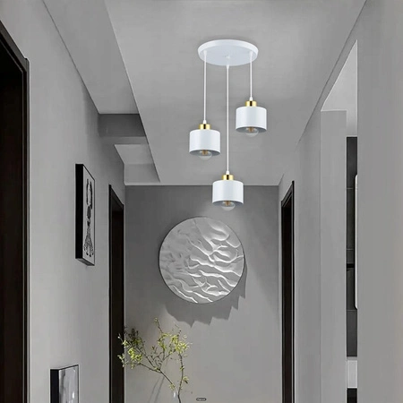 Masterled 3x E27 Okrúhle závesné svietidlo Elza v bielom zlate