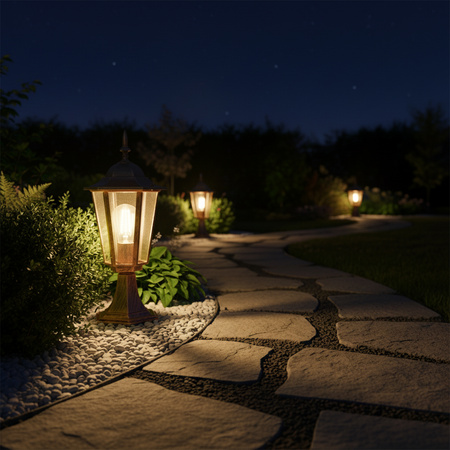 Záhradné svietidlo Vonkajšia lampa E27 Nízke tienidlo 40cm Patina BELLIS LUMILED