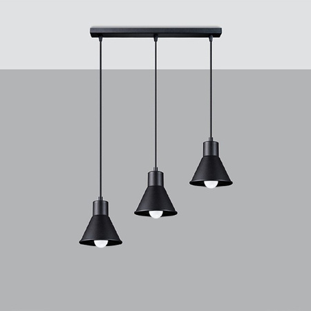 SPOT TUBA 3x E27 Závesné svietidlo na povrchovú montáž Geometrické čierne Moderné svietidlo Sollux