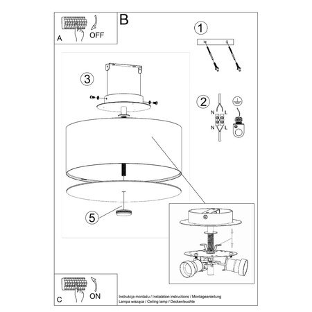 Stropná plafónová lampa 3x E27 Geometrická biela Minimalistická stupnica Sollux