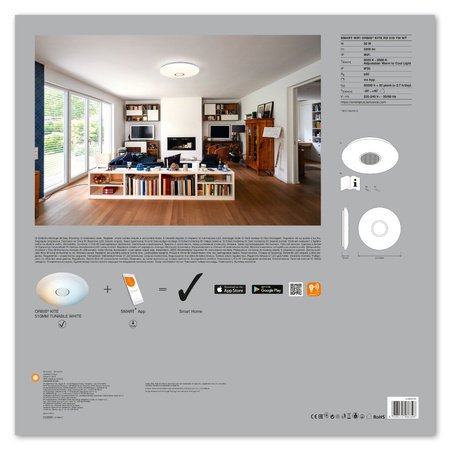 LED stropné svietidlopovrchovou montážou 34W 2400lm CCT stmievateľné okrúhle biele SMART+ WiFi Kite Ledvance