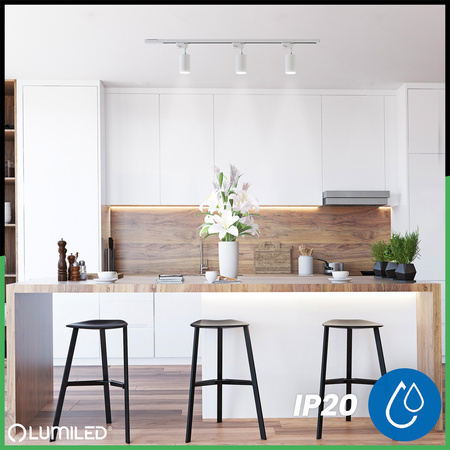 Sada prípojníc na osvetlenie 1,5 m + 3x SAGI GU10 White LUMILED reflektor