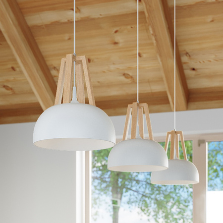 Stropné závesné svietidlo Hanging E27 Round Natural Wood Modern Casco Sollux