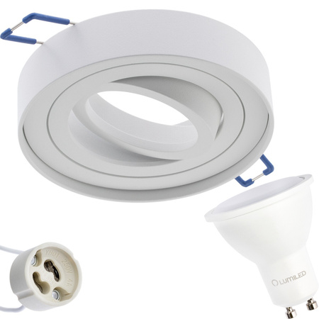 Sada HALOGEN Tuba Spot Movable MIDI GU10 Round White 20mm + LED GU10 6W 3000K LUMILED