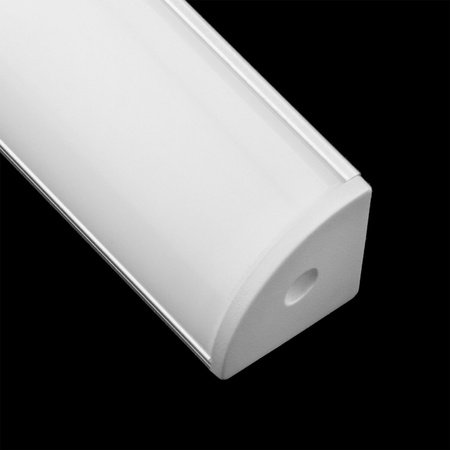 Hliníkový profil pre LED KM55 Strieborný roh 2 m s mliečnou kupolou a koncovkami