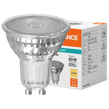 LED žiarovka GU10 PAR16 6,9W = 80W 575lm 3000K teplá biela 60° Ledvance