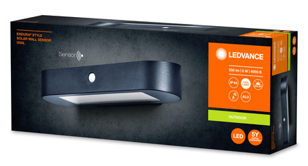 LED 6W 540lm 4000K IP44 čierna so senzorom pohybu a súmraku Endura Ledvance vonkajšie nástenné svietidlo